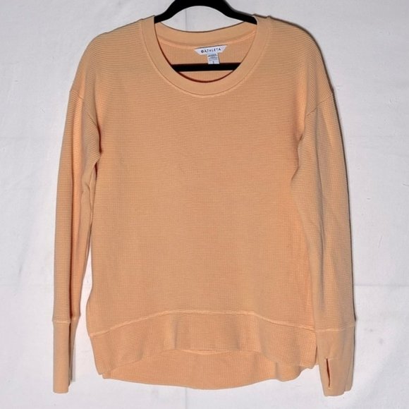 Athleta Orange Waffle Knit Long Sleeve Crew Neck Top S - Picture 14 of 14